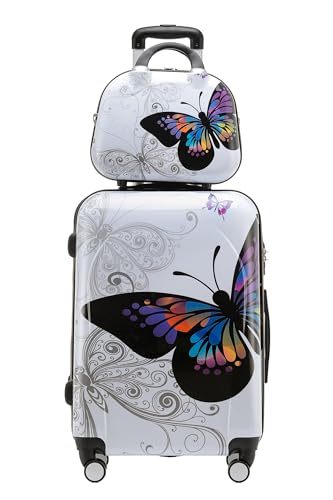 Komplett 4-teiliges Reisekoffer Trolley Set mit Hartschalen Kofferset und Beautycase für maximale Reiseflexibilität und bequemen Transport von Habseligkeiten.