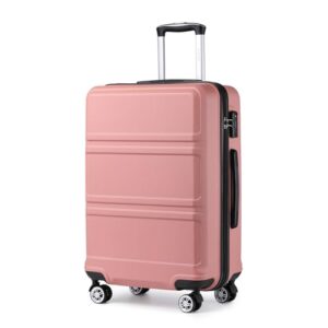 Leichter und robuster Reisekoffer mit 4 Rollen, TSA-Schloss und ABS-Hartschale in Rosegold für Reisen