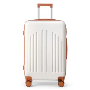 LEADZM Handgepäck Koffer aus ABS, Reisekoffer mit Rollen, Koffer & Trolleys, Hartschalenkoffer, Suitcase mit Zahlenschloss (Beige-Braun, M, 55CM)