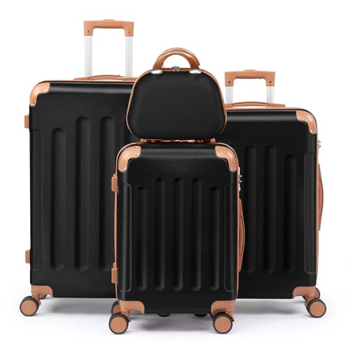 Komfortables Reisen mit dem LEADZM Kofferset 4 teilig. Einsetzbares Hartschalenkoffer Set aus ABS für Reisekoffer mit Rollen Groß, Hartschalenkoffer Set, Koffer & Trolleys mit Kosmetikkoffer.