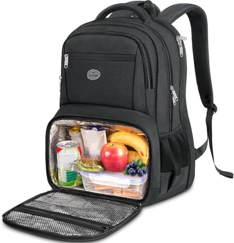 Laptop Rucksack 17 Zoll mit Kühlfach, herren Groß, Anti Diebstahl, TSA freundlich, Laptoprucksack für Business, Wasserdicht Schulrucksack, Schwarz