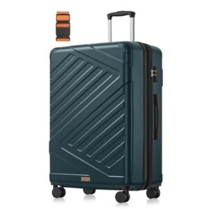 SONGMICS Reisekoffer, Hartschalenkoffer mit TSA-Schloss und Koffergurt, ABS-Trolley für internationale Abenteuer, dunkeltürkis XL, 75 cm