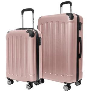 Kofferset mit zwei rosa Hartkästen auf Rädern, ideal für Reisen und Ausflüge