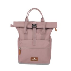 Reisepack, Handgepäck Rucksack mit Laptopfach und Rolltop Funktion, Smoky Rose Farbe, 37-46 cm, 14 Liter