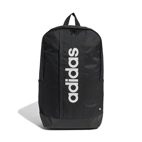 Adidas Unisex Linear Rucksack in Schwarz, schwarz und weiß. Moderner und minimalistischer Design für Reisen oder Alltag.