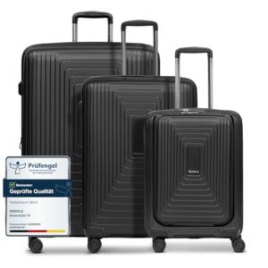 REDOLZ Hartschalen Koffer-Set aus drei verschiedenen Größen, mit Dehnfalten, Ultra-leicht, 4-Rollen und TSA-Schloss