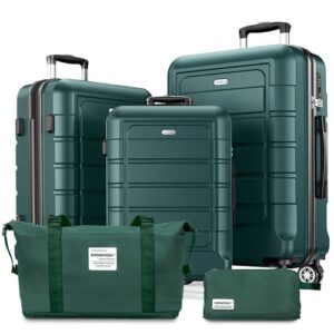 Showkoo Kofferset 5-teilig - Hartschale, Leicht, ABS+PC, Erweiterbar, Reisekoffer, Haltbar, Handgepäck Sets mit TSA-Schloss und Reisetasche