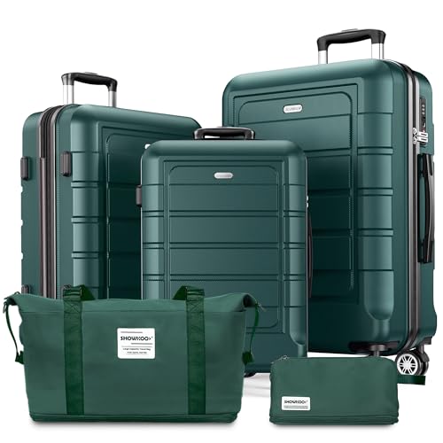 Showkoo Kofferset 5-teilig - Hartschale, Leicht, ABS+PC, Erweiterbar, Reisekoffer, Haltbar, Handgepäck Sets mit TSA-Schloss und Reisetasche