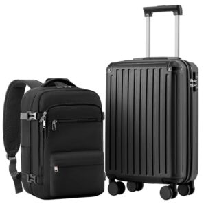 Praktisches Reise-Set für moderne Geschäftsreisende, inklusive Handgepäck Koffer und Kabinen Rucksack mit TSA-Schloss
