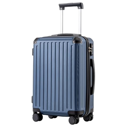 COOLIFE Reisekoffer mit Hartschale, TSA-Schloss und Teleskopgriff, aus ABS-Material, dunkelblau