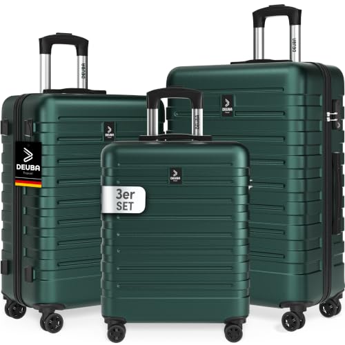 Deuba Travel Koffer Set 3-teilig: Sicherer Stauraum, Reisekoffer, Groß Trolley Suitcase mit 360° Rollen und Hartschalenkoffer für Familien- oder Urlaubsreisen