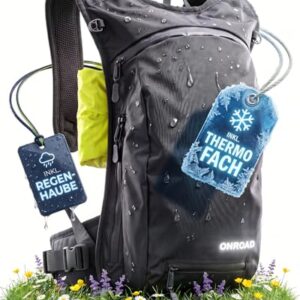 Fahrradrucksack 6L Herren und Damen ONPACK - Ultraleicht 350g - Kleiner Rucksack mit Thermofach und Helmnetz - Fahrrad Rucksack für Männer und Frauen inkl. Regenschutz, MTB Rucksack