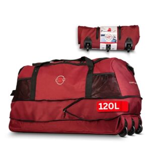Große Reisetasche mit Rollen 120 L - Faltbare Rolltasche & Sporttasche XXL. Leicht, robust und platzsparend für Urlaub, Sport & Training.