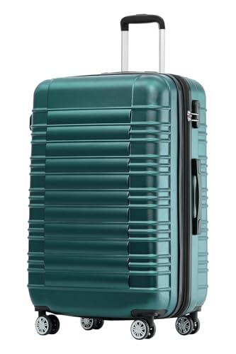 Beibye Reisekoffer 2088 Hartschalekoffer Gepäck Koffer Trolley Größe L in 14 Farben, dunkelgrün, Reisebegleiter mit ABS Kunststoff und Dehnungsfuge für erhöhte Volumen