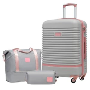 COOLIFE Koffer Set 3-TLG: Mittlerer Koffer + Reisetasche, ABS Hartschale, leicht, 360° Räder & TSA-Schlösser für Europa, Kreuzfahrt & Auslandsstudium - Familienurlaub Essentials