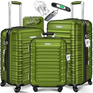 Reisegepäck-Set mit 3 Hartschalenköffern, Trolley und Gepäckanhänger, ABS-Hartschale, Teleskopgriff, Kofferwaage und Schloss