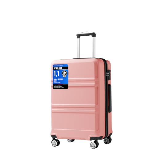 Leichter Hartschalenkoffer mit 4 Rollen und TSA Schloss, ideal für internationale Reisen, groß, rosegold, XL Größe