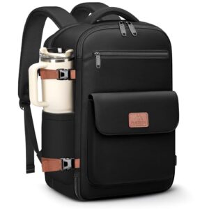 Reisetasche für Damen und Herren, Handgepäck für Flugzeug mit Laptopfach, Rucksack 40x30x20 cm, klein 24L, Schwarz