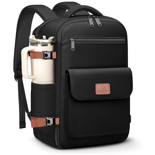 Reisetasche für Damen und Herren, Handgepäck für Flugzeug mit Laptopfach, Rucksack 40x30x20 cm, klein 24L, Schwarz
