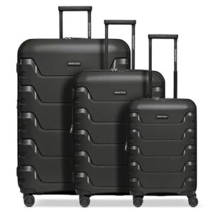 Erstklassiges Reisekoffer Set mit 3 Teilen, Hartschalen Koffer in Schwarz, ideal für Handgepäck und Check-in