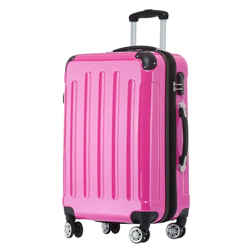 Pink Reisegepäck mit schwarzer Handhabung und Rädern, Teil des BEIBYE Zwillingsrollen 2048 Hartschale Trolley Koffer Reisekoffer Sets in der L-Größe