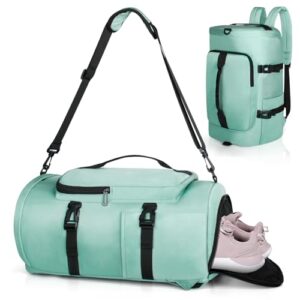 KYYLZ Sporttasche Herren, 30L Damen Sporttasche Rucksack mit Schuhfach und Nassfach, Reisetasche Gym Bag für Schwimmen, Sport, Yoga, Fußball (Grün)