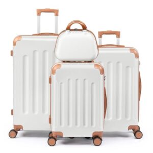 LEADZM Kofferset 4 teilig Hartschale, Reisekoffer mit Rollen Groß, Hartschalenkoffer Set aus ABS, Koffer & Trolleys mit Kosmetikkoffer