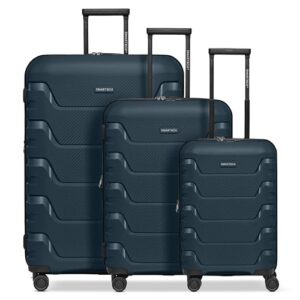 Dreiteiliges Reisekoffer Set von Smartbox - 3-teiliges Kofferset für Handgepäck und Check-in, inkl. TSA-Zahlenschloss und 4 Doppelrollen.