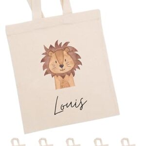 Stoffbeutel für Kinder, wunderwunsch Stoffbeutel Jutebeutel Kindergarten Wechselkleidung Jutetasche Hort Turnbeutel Schule Sportbeutel Kinder Löwe Standardgröße