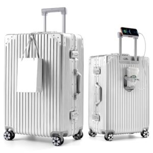 Blex Koffer Handgepäck 55x40x20 cm Alurahmen PC Hartschale Silber Reisebegleiter