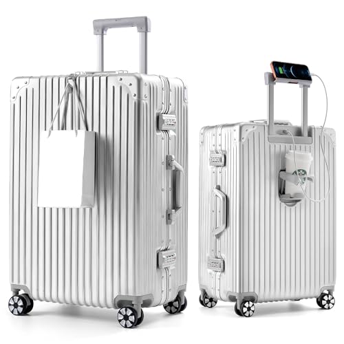 Blex Koffer Handgepäck 55x40x20 cm Alurahmen PC Hartschale Silber Reisebegleiter
