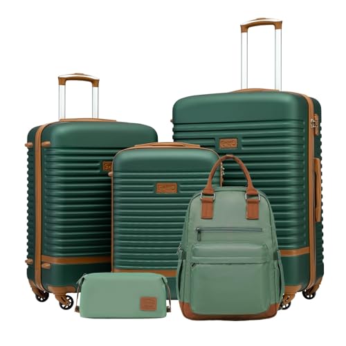 COOLIFE Koffer Set 5-tlg, Reisekoffer Set mit Reiserucksack und Kosmetik-Täschchen. Robuste Reisekoffer, Reiserucksack und Kosmetik-Täschchen für Ihre nächste Geschäftsreise oder Urlaub.