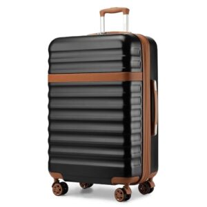 Schwarzer Reisekoffer mit Rollen und TSA-Schloss, großes Hartschalengerät für Ihre Reise nach Schwarz, 15% mehr Kapazität für Souvenirs oder extra Kleidung, Rollkoffer aus hochwertigem ABS+PC-Material, ultraleicht, kratzfest, stoßfest und biegefest ohne Weißbruch