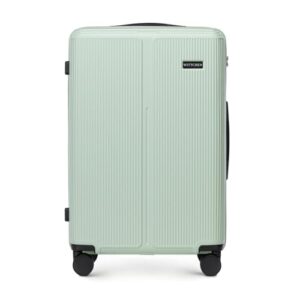 Mittelgroßer Reisekoffer in Mintgrün mit Hartschale, ABS-Material und 4 Rollen, geeignet für Lufthansa/Eurowings/Ryanair, inkl. Zahlenschloss und Teleskopgriff