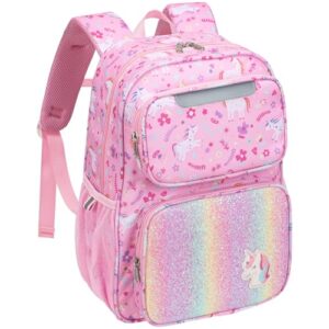 Leichter Schulrucksack für Mädchen von 5-8 Jahren, 15 Liter Volumen, wasserabweisend und kinderleicht abwischbar.