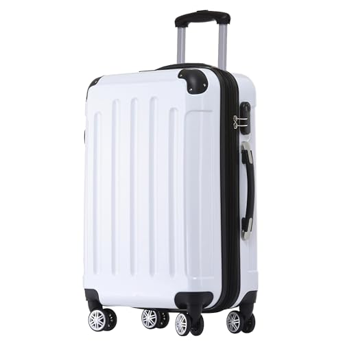 Beibye Zwillingsrollen 2048 Hartschale Trolley Koffer Reisekoffer in M-L-XL-Set weiß - Ein Set mit zwei robusten und praktischen Trolleys, ideal für Reisen und Flugreisen.