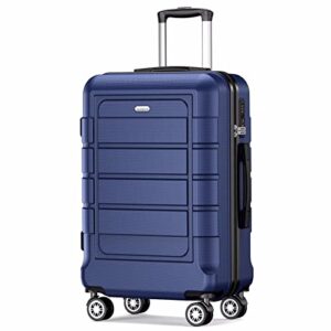 Blauer Reisekoffer mit vier Rollen und TSA-Schloss, großes Volumen von 63L, ABS+PC-Material, langlebig und widerstandsfähig